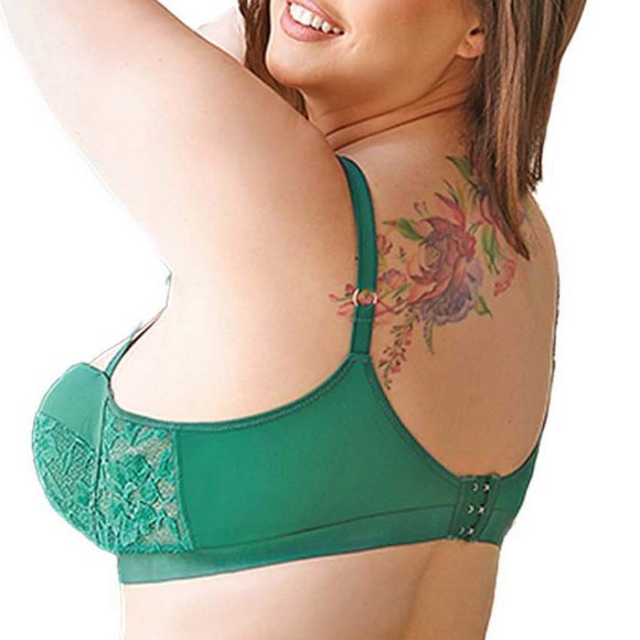 Strappy Bra and Gartered Panty Set Women 3x 4x Emerald Green High Waist Lingerie - Picture 9 of 9